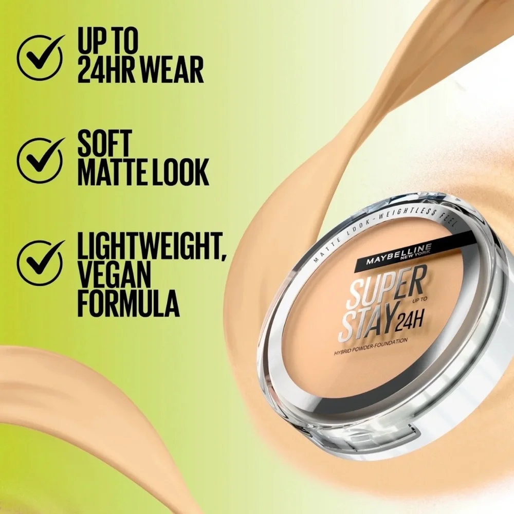 NEW Maybelline Super Stay 24H Hybrid Powder Foundation - 102 Light Warm Peach